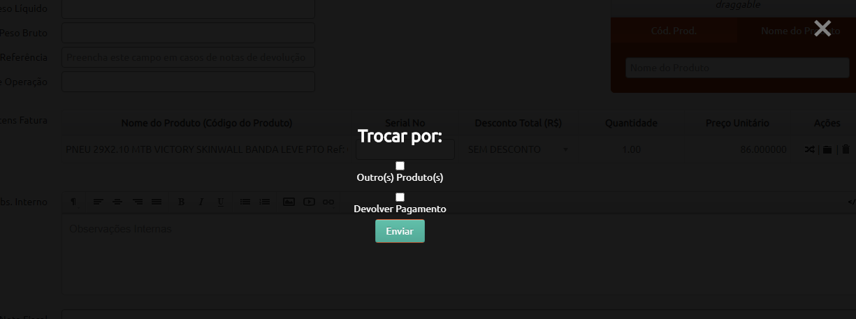 Trocando produto na edição de vendas FGF Manager ERP